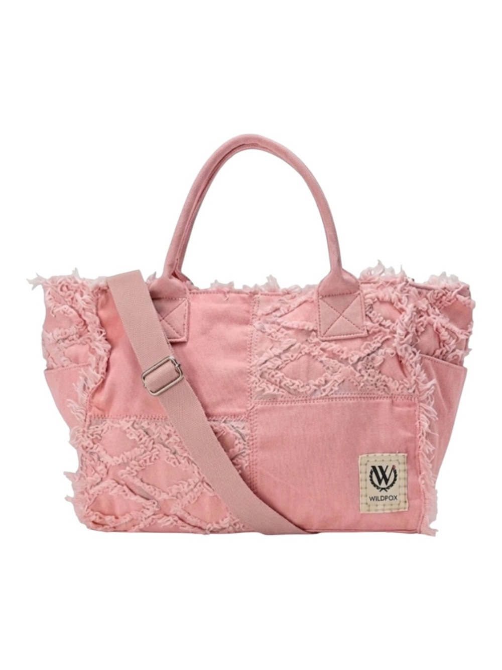 Wildfox Pink Frayed Patchwork Denim Tote Bag